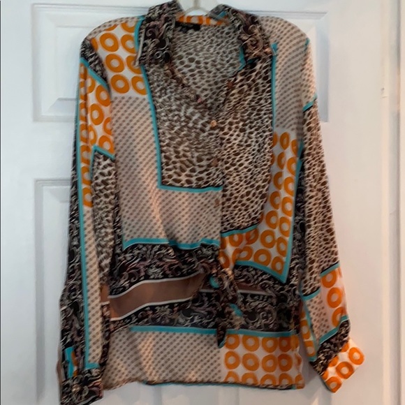 Kaktus L women’s multi color print blouse top - Picture 1 of 8